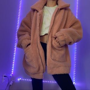 Dusty pink teddy jacket